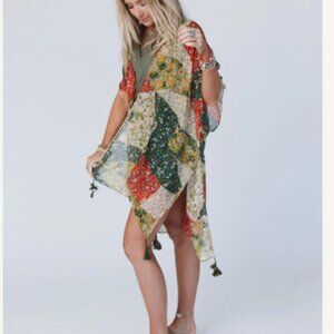 Three Bird Nest - Garden Fairy Floral Kimono - NWOT O/S